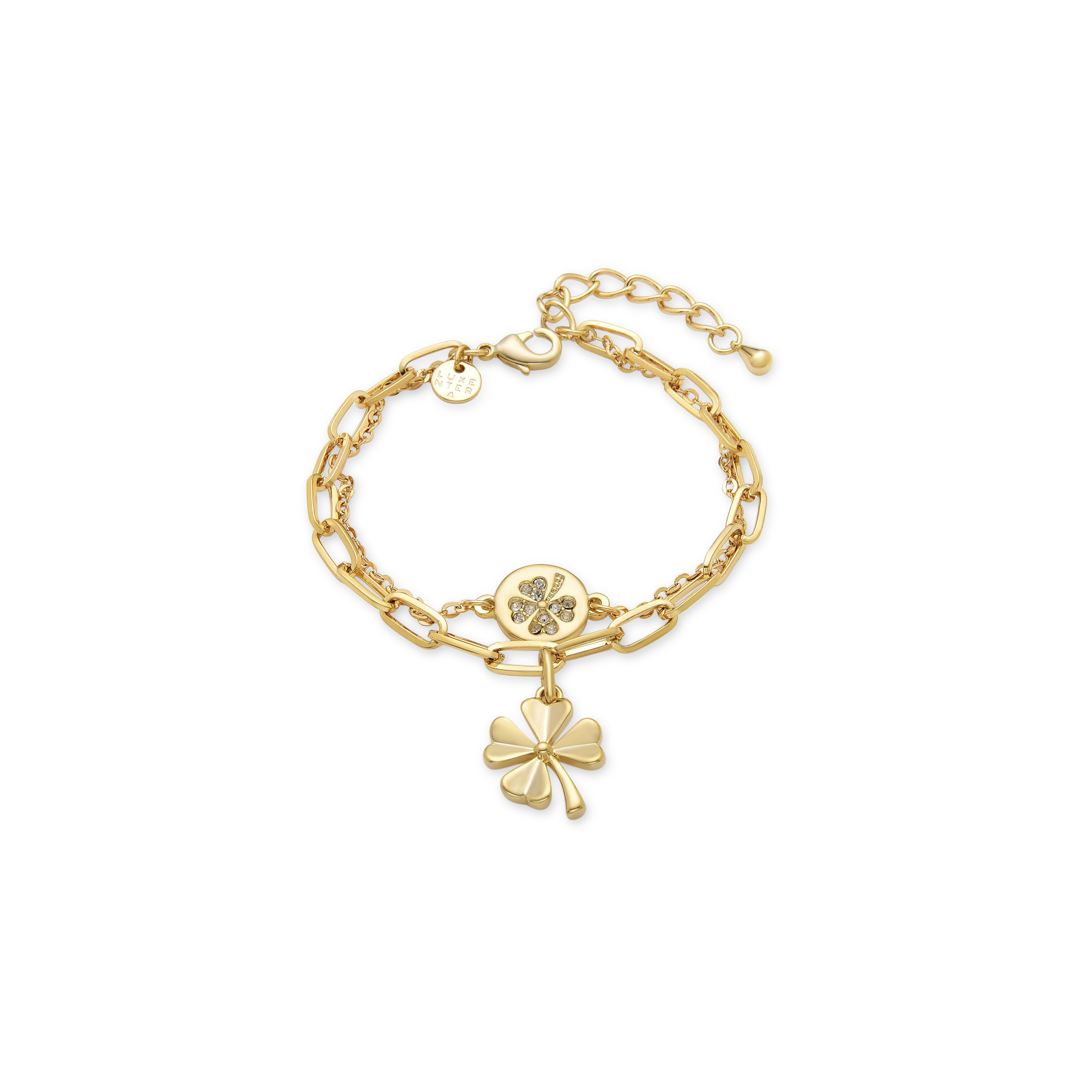 Pulsera Luxenter Flor de Circonita Brillante,acabada  en oro amarillo de 18 quilates