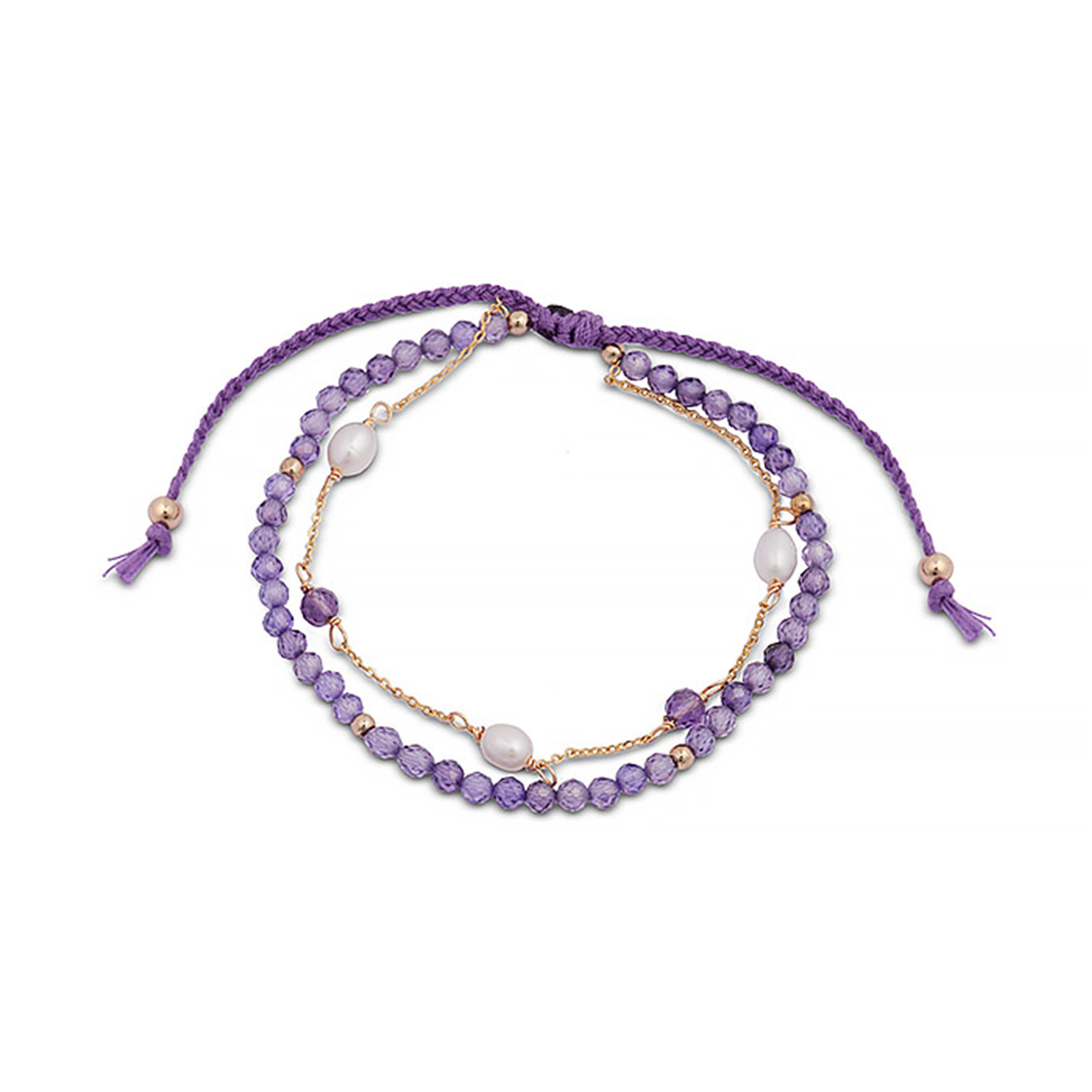 Pulsera Luxenter, athat de aleación de metal y circonita amatista acabado baño oro 18K - 1