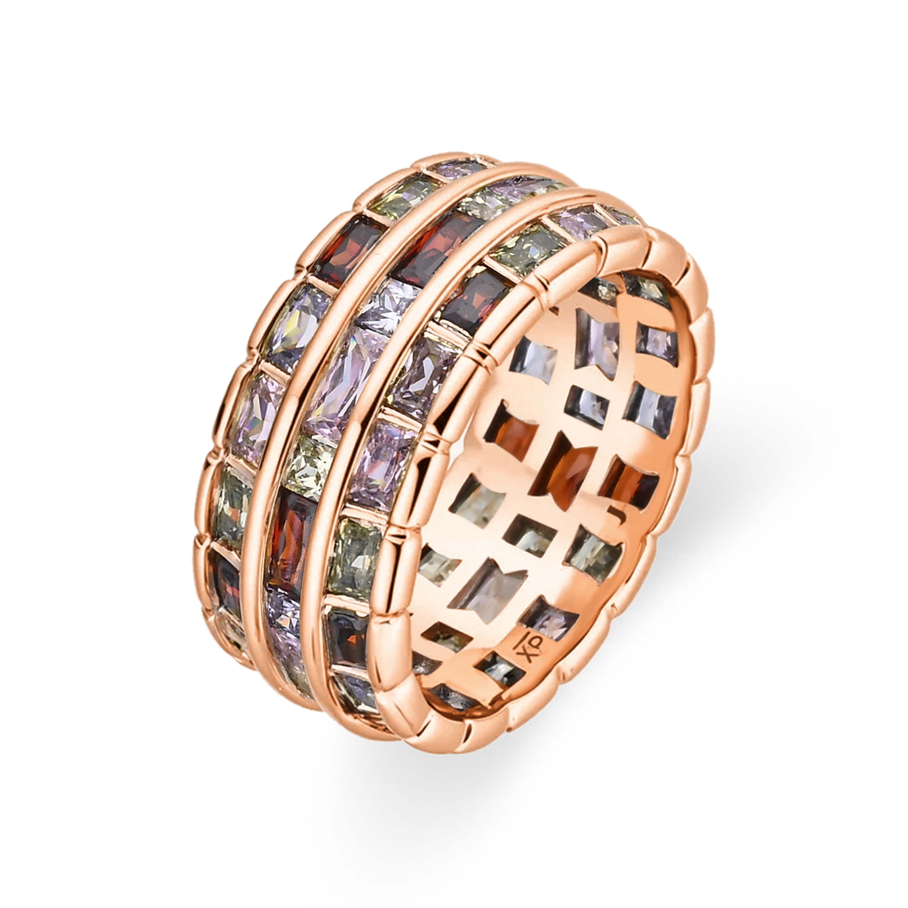 Anillo Luxenter de Circonita Multicolor acabado en oro amarillo de 18k - Hudio